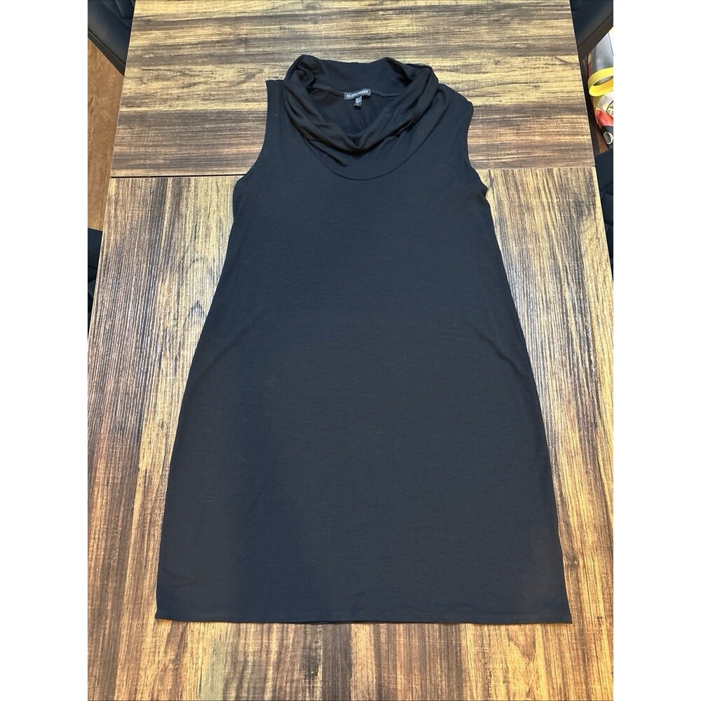 Eileen Fisher Black Cowl Neck Sleeveless Dress - Size Small EUC Cotton/Lycra